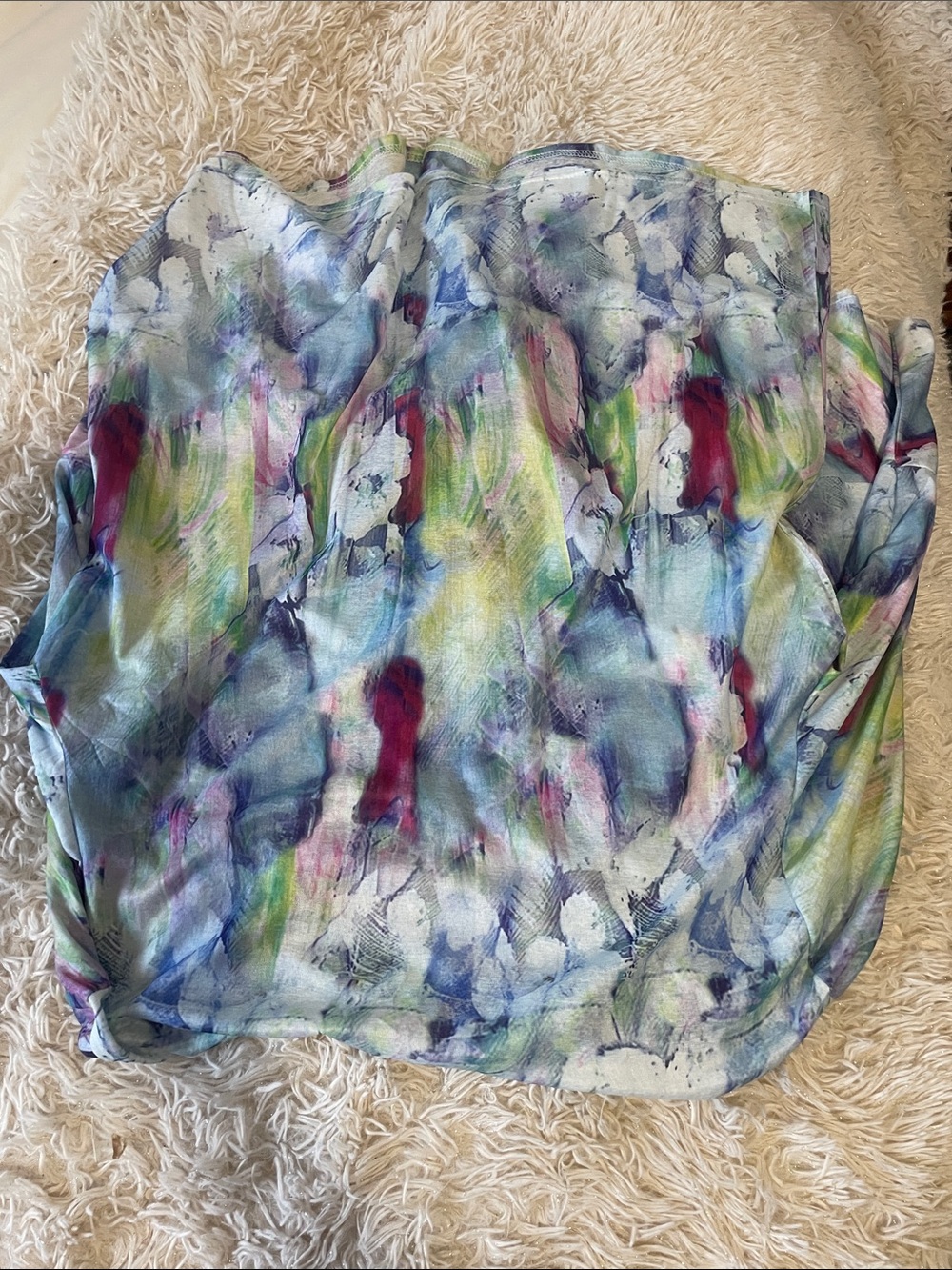 Women's Multicolor Watercolor Print Button-Down Shirt - Picture 9 of 9